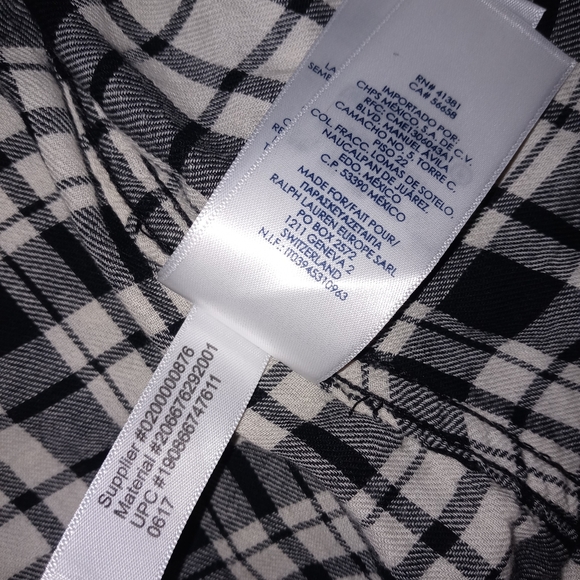 🆕Chaps | Plaid Long Sleeve Shirt w/ Embroidered Floral Detail Women Size Large - Picture 10 of 11